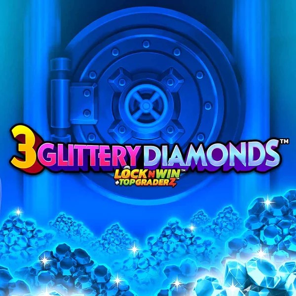 3 Glittery Diamonds slot logo by PearFiction Studios at Viggoslots Casino
